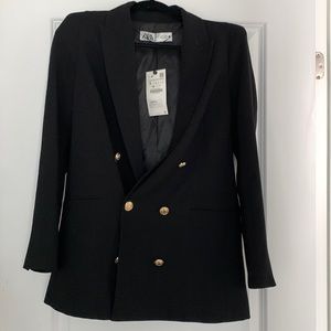 Zara Shoulder Pad Double Breasted Blazer